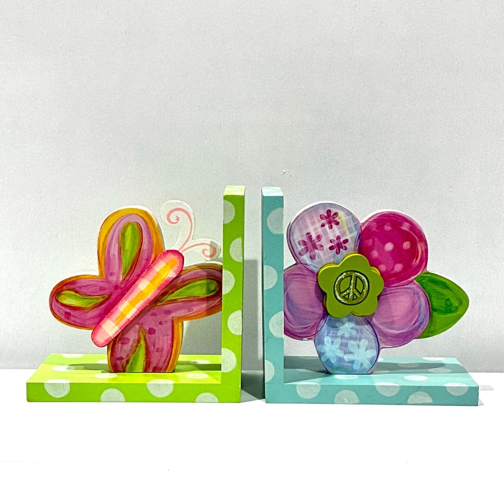 Darling Pastel Butterfly and Flower Bookend Set